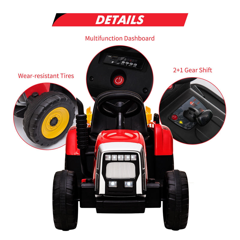 Load image into Gallery viewer, Remote Control Ride-On Tractor with Detachable Trailer for Kids - 12V Truck Toy
