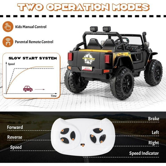 Remote Control Ride-On Truck for Kids with LED Lights - 12V Children's Driving Toy
