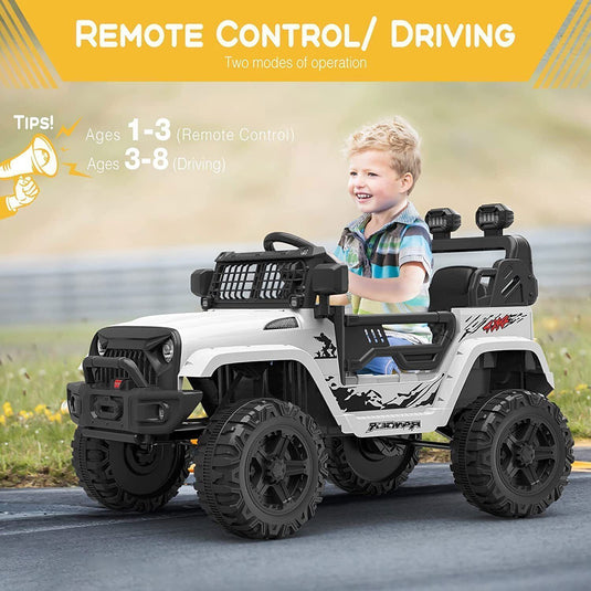 Remote Control Ride-On Truck with Bluetooth, LED Lights, and 2 Speeds for Kids