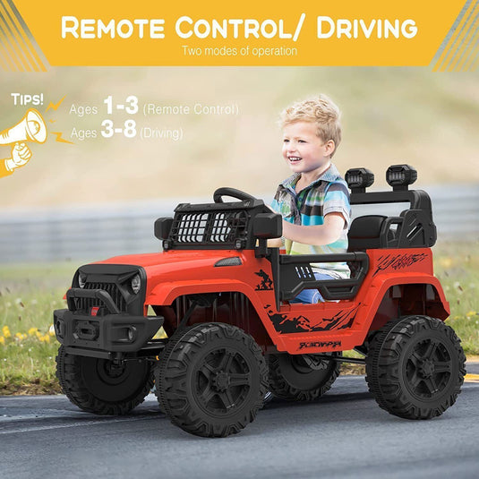 Remote Control Ride-On Truck with LED Lights and Bluetooth - Perfect Xmas Gift for Kids