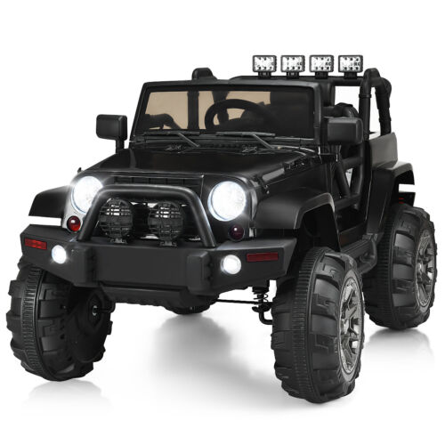 Load image into Gallery viewer, Remote Control Ride-On Truck with LED Lights - Black - Perfect for Christmas!
