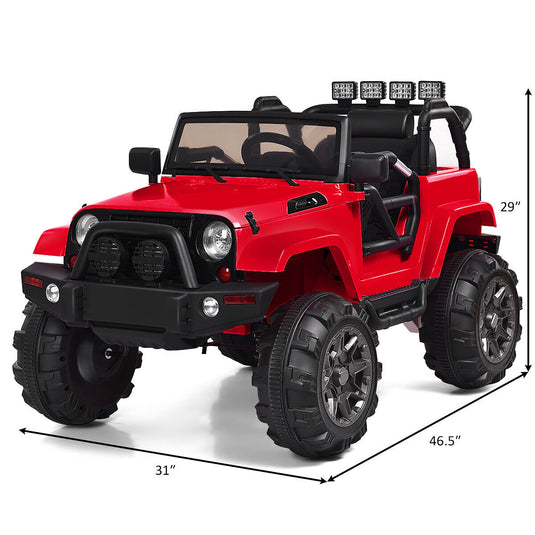 Remote Control Ride-On Truck with MP3 Player and LED Lights for Kids - Red