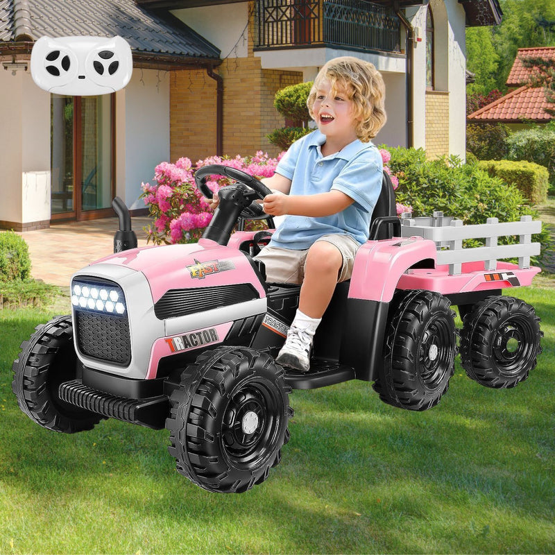 Load image into Gallery viewer, Electric Ride-On Tractor Car with Trailer for Kids - Remote Controlled Toy Vehicle (12V)
