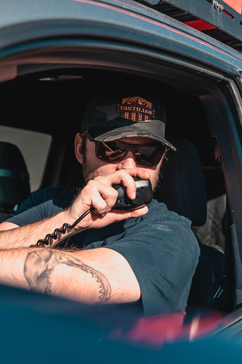 Load image into Gallery viewer, Tactilian Black Multicam Leather Patch Snap Back Hat
