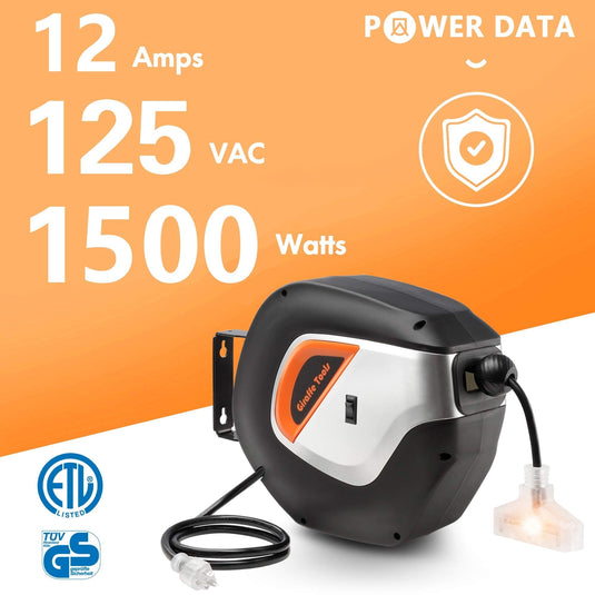 Retractable Extension Cord Reel-12/14/16 AWG
