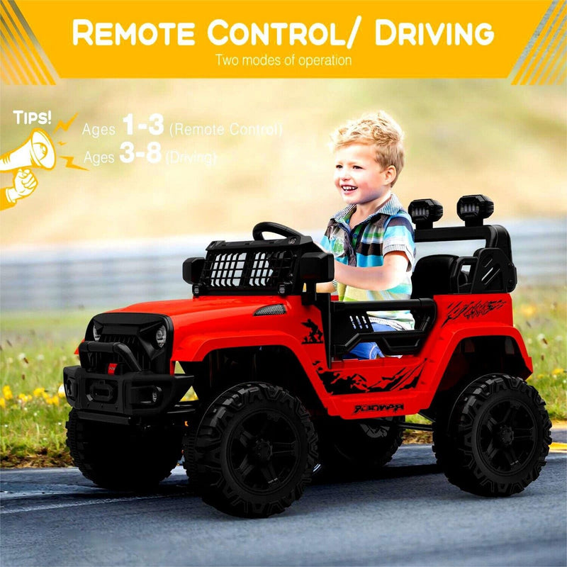 Load image into Gallery viewer, Rev Up the Fun with Our 12V Red Truck Car for Kids - Includes Remote Control and 2 Speed Options!

