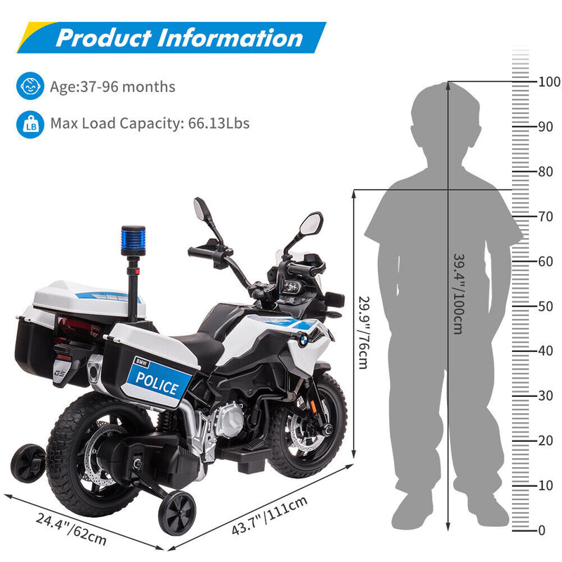 Load image into Gallery viewer, Rev Up the Fun with Our 12V Ride On Police Motorcycle for Kids - Featuring 2 Speeds, Music, and LED Lights!
