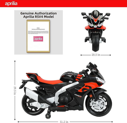 Rev Up the Fun with Our 24V Ride-On Motorcycle for Kids - Reaches Speeds of 10 MPH with Side Wheels!