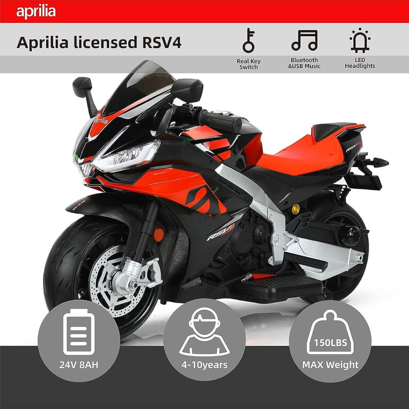 Load image into Gallery viewer, Rev Up the Fun with Our 24V Ride-On Motorcycle for Kids - Reaches Speeds of 10 MPH with Side Wheels!
