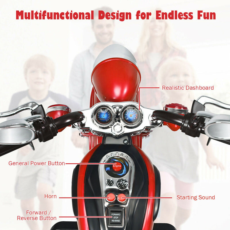 Load image into Gallery viewer, Rev Up the Fun with Our 6V Kids Chopper Motorcycle Trike in Red!
