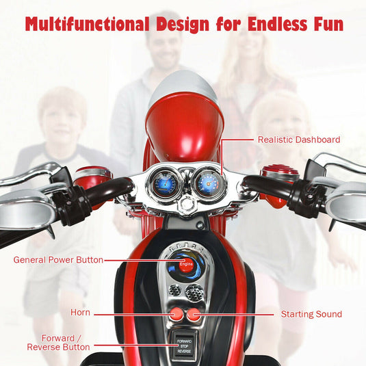 Rev Up the Fun with Our 6V Kids Chopper Motorcycle Trike in Red!