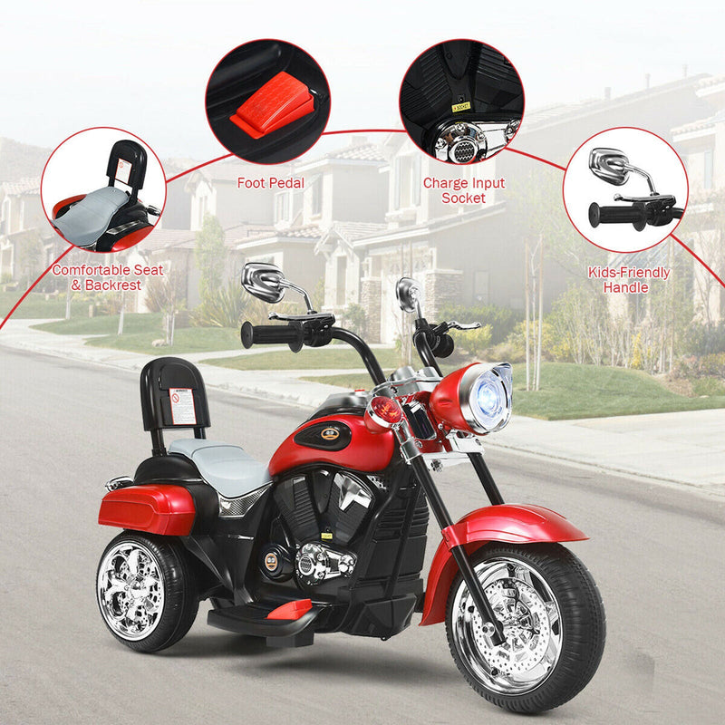 Load image into Gallery viewer, Rev Up the Fun with Our 6V Kids Chopper Motorcycle Trike in Red!
