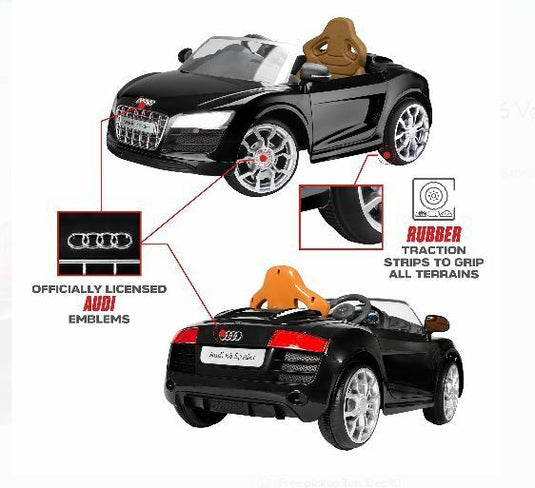 Rev up the Fun with the Audi R8 Spyder 6V Children's Ride-On Toy in Sleek Black