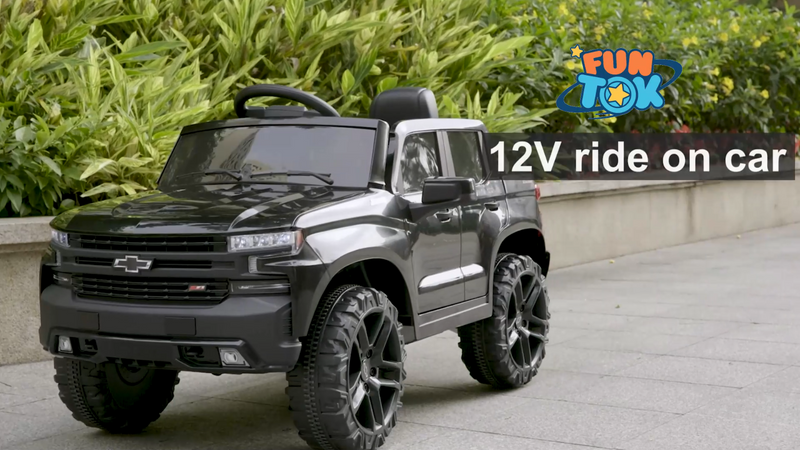 Load image into Gallery viewer, Rev Up the Fun with the Funtok Chevrolet Silverado 12V Electric Ride-On Car for Kids
