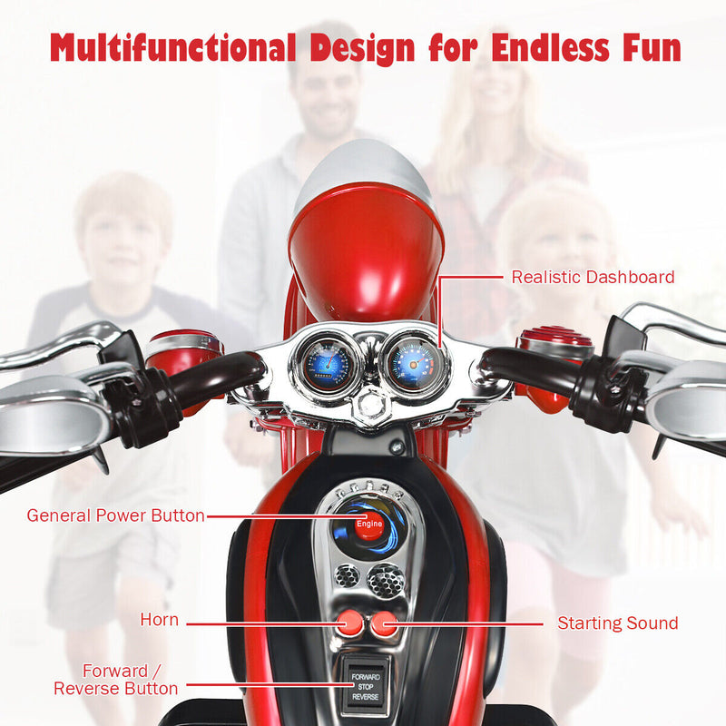 Load image into Gallery viewer, Rev up the Fun with the Honeyjoy 6V Kids Chopper Motorcycle Trike in Red
