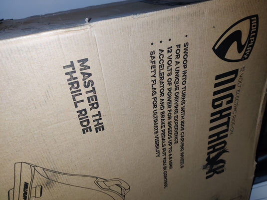 Rev Up the Fun with the Nighthawk Electric Ride Toy - Suitable for Ages 6 and Up, Powered by a 12V Rechargeable Battery in Sleek White