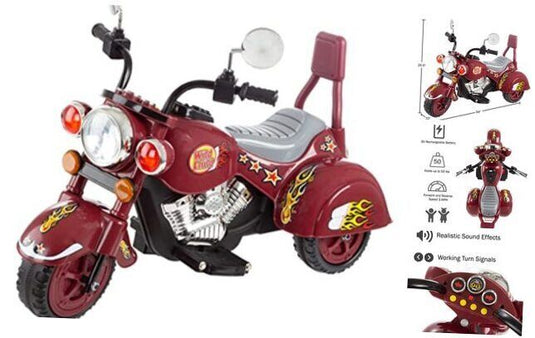 Rev up the Fun with this Red 3-Wheel Chopper Ride-On Toy for Kids - Featuring Reverse and Headlights!