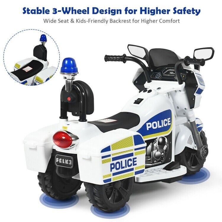 Load image into Gallery viewer, Police Motorcycle Trike for Kids with Flashing Siren - 3-Wheel Ride-On Toy for Children
