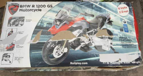 Load image into Gallery viewer, Rev Up Your Child&#39;s Playtime with the Rollplay 6V BMW Motorcycle R 1200 GS in Red and Gray - Distressed Box Included!
