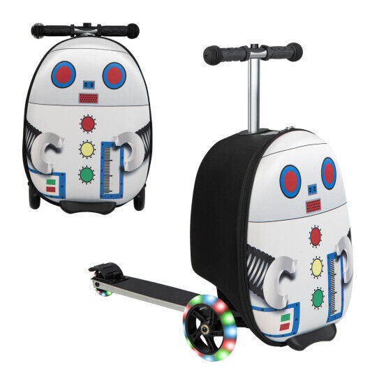 Load image into Gallery viewer, Revolutionary Ride-on Suitcase Scooter with LED Flashing Wheels in White
