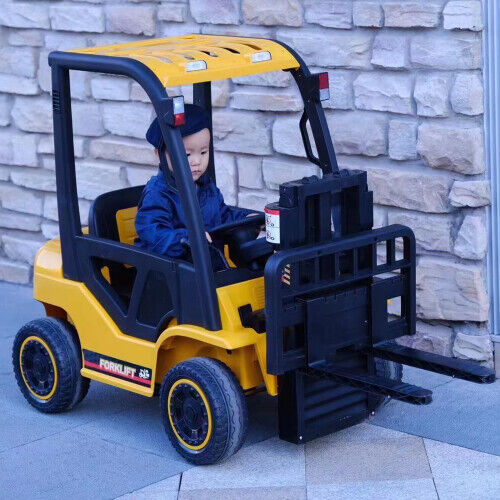 Load image into Gallery viewer, Revolutionize Playtime with the 12V7A Electric Frame Lifting Rod Ride-On Forklift for Kids: 3 Speeds and LED Lights Included!
