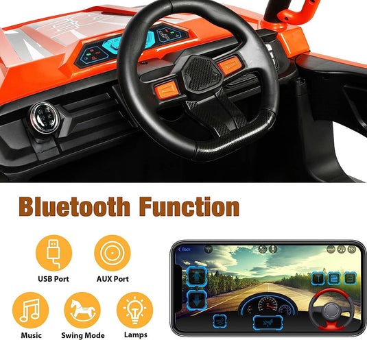 Ride in Style: 2 Seater Kids Electric Car with RC, Music, and APP Control by LUCKYERMORE