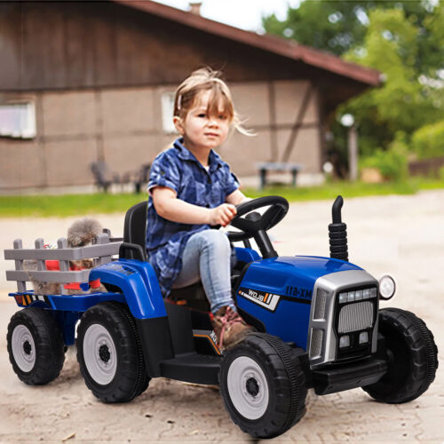 Ride in Style with the LUCKYERMORE 12V Electric Tractor Trailer for Kids