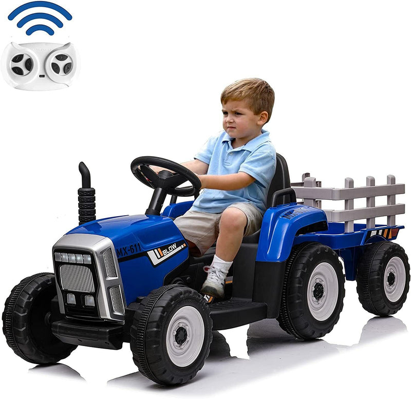Load image into Gallery viewer, Ride in Style with the LUCKYERMORE 12V Electric Tractor Trailer for Kids
