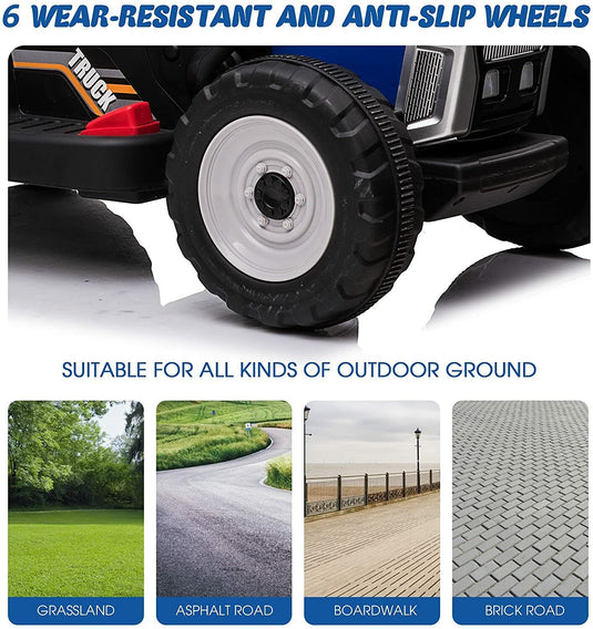 Ride in Style with the LUCKYERMORE 12V Electric Tractor Trailer for Kids