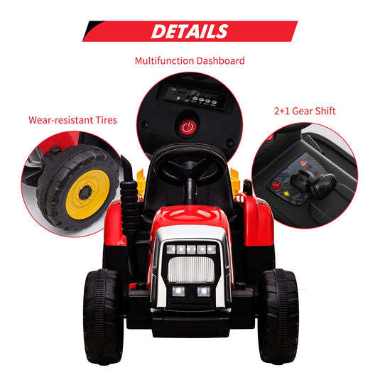 Ride-On Electric Tractor with Trailer for Toddlers - Remote Controlled