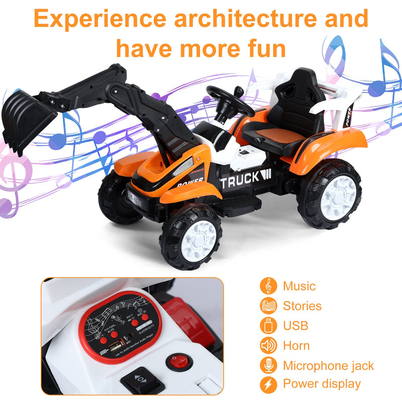 Load image into Gallery viewer, Electric Ride-On Excavator Digger with Motorized Arm and Music Sounds Construction Vehicle
