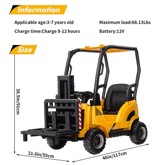 12V Ride-On Forklift Car with Liftable Fork and Pallet Tent