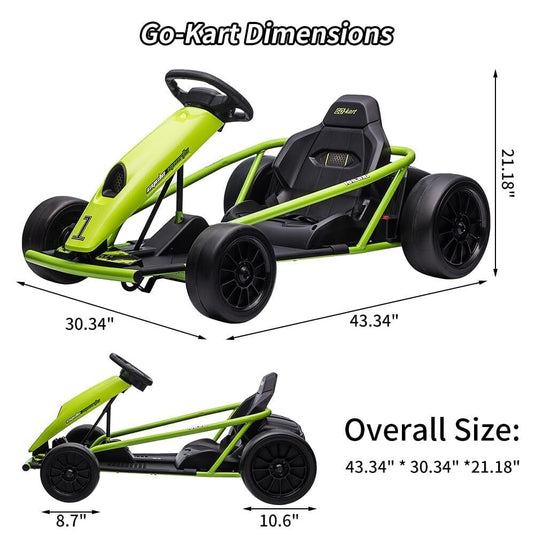 24V Electric Ride-On Go-Kart for Kids High-Speed Drifting Car Toy