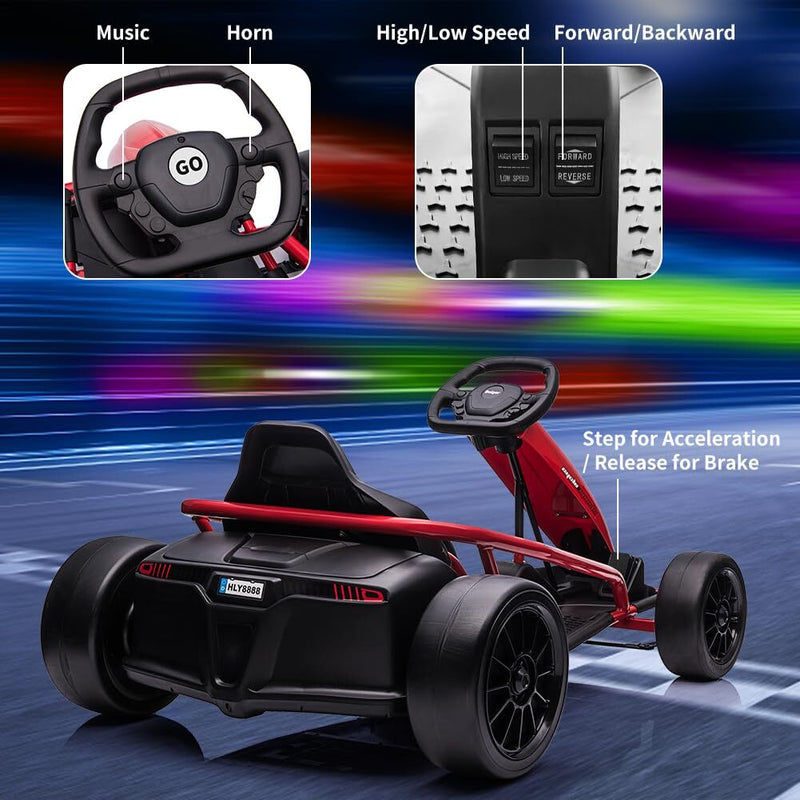 Load image into Gallery viewer, 24V Electric Ride-On Go-Kart for Kids High-Speed Drifting Car Toy
