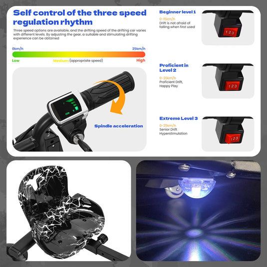 Kids Ride-On Drift Tricycle with Large Wheels for Ages 8 and Up