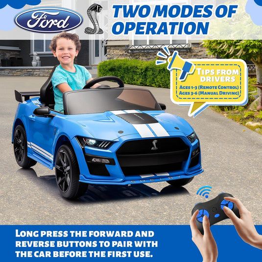 12V Powered Ride-On Ford Mustang Shelby Toy Car for Kids
