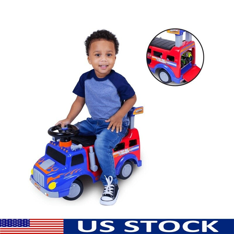 Load image into Gallery viewer, Interactive Monster Truck Ride-On Toy Carrier for Kids Ages 1-3, Supports up to 44 lbs, Unisex
