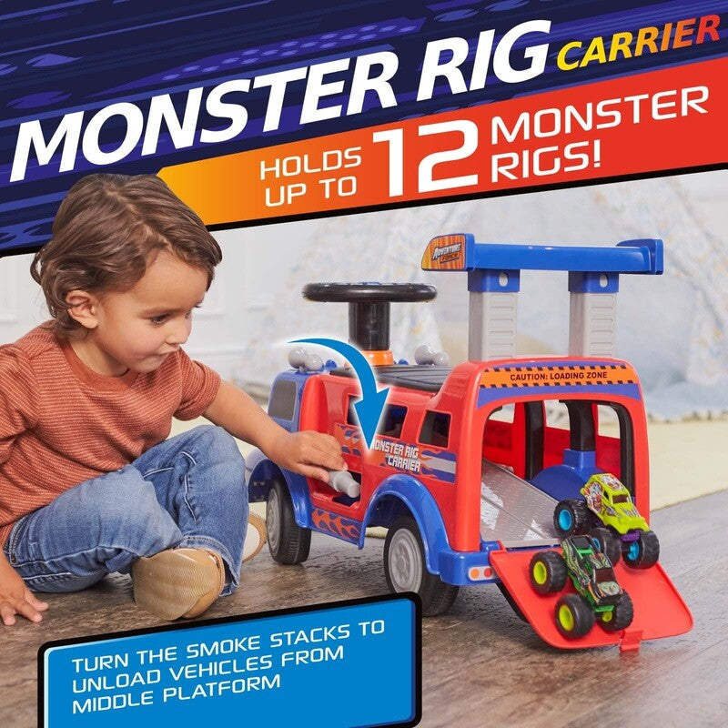 Load image into Gallery viewer, Interactive Monster Truck Ride-On Toy Carrier for Kids Ages 1-3, Supports up to 44 lbs, Unisex
