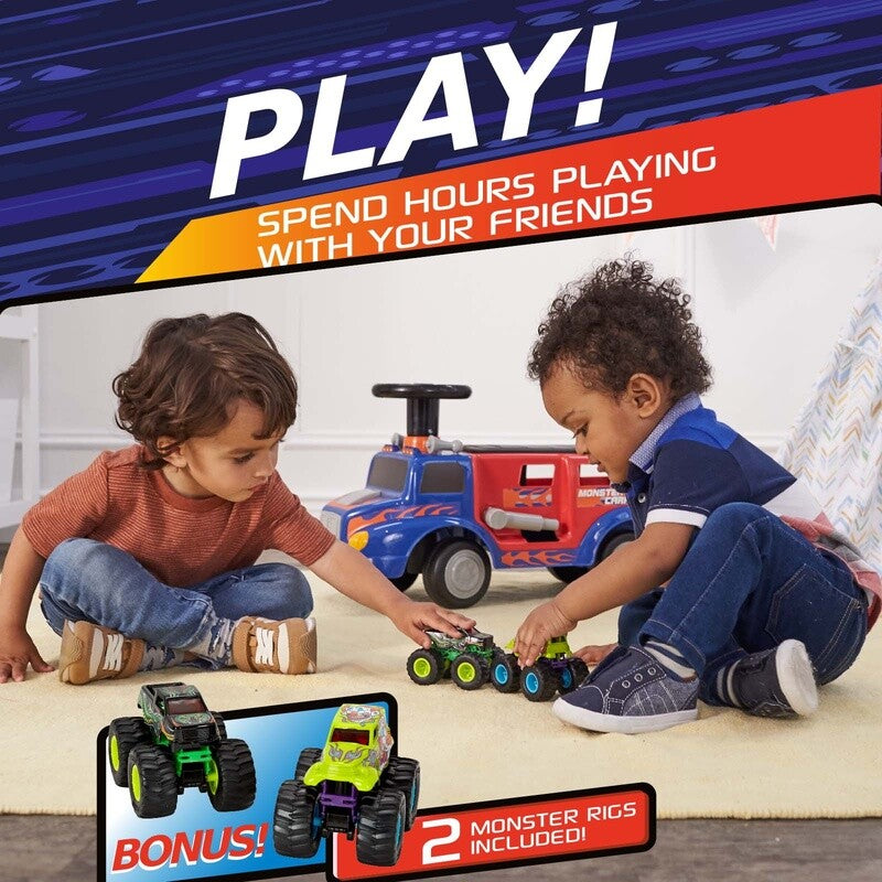 Load image into Gallery viewer, Interactive Monster Truck Ride-On Toy Carrier for Kids Ages 1-3, Supports up to 44 lbs, Unisex
