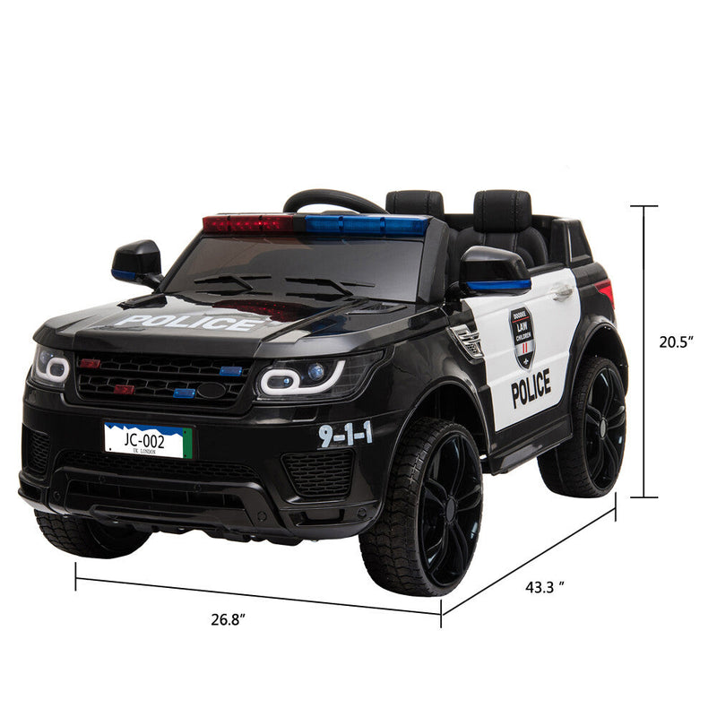 Load image into Gallery viewer, 12V Electric Battery-Powered Police SUV Ride-On Toy with Remote Control, Black
