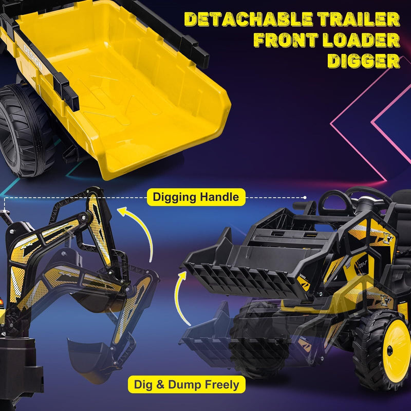 Load image into Gallery viewer, 24V Electric Ride-On Tractor with Excavator, Trailer, and Digger Attachments
