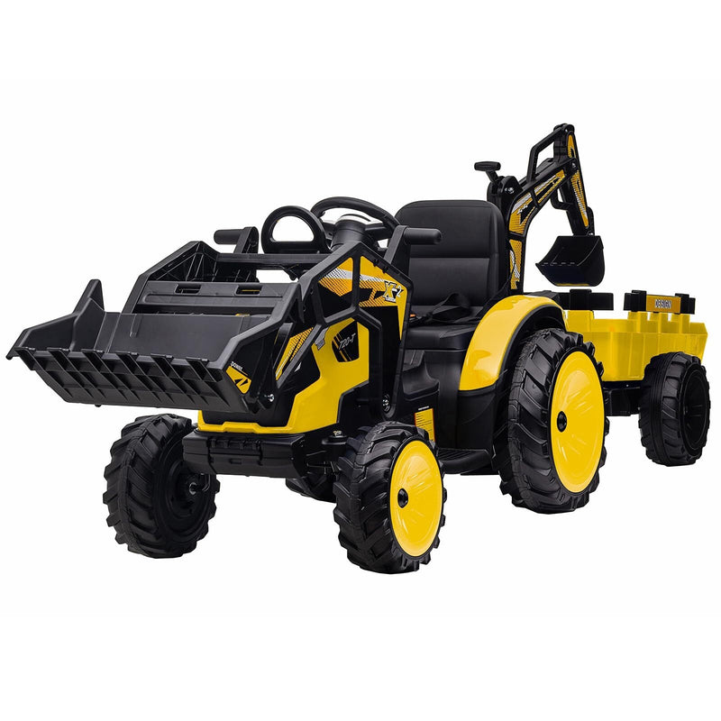 Load image into Gallery viewer, 24V Electric Ride-On Tractor with Excavator, Trailer, and Digger Attachments

