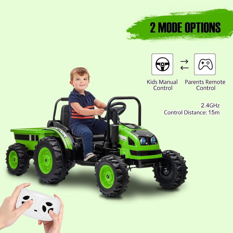 Load image into Gallery viewer, 12V Battery-Powered Ride-On Tractor Car with Power Wheels and Parental Remote Control for Kids
