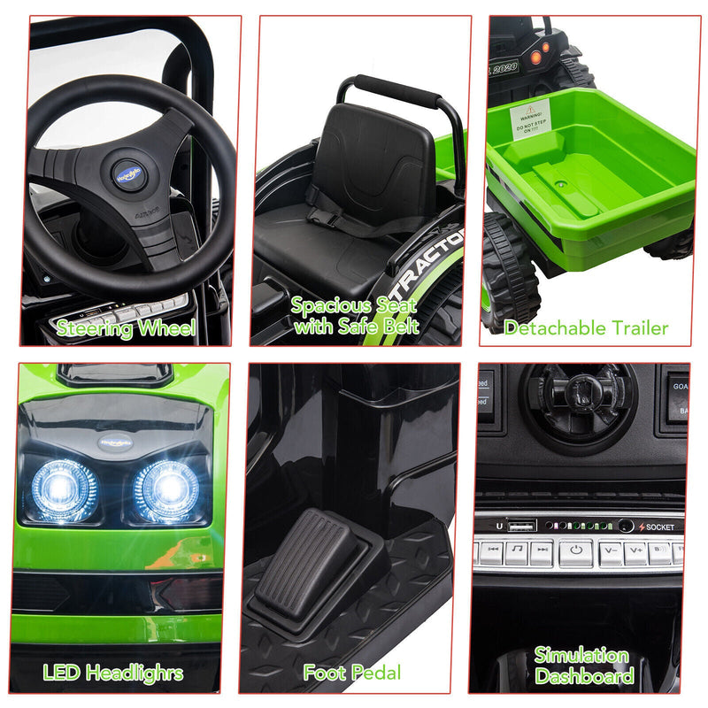 Load image into Gallery viewer, 12V Battery-Powered Ride-On Tractor Car with Power Wheels and Parental Remote Control for Kids

