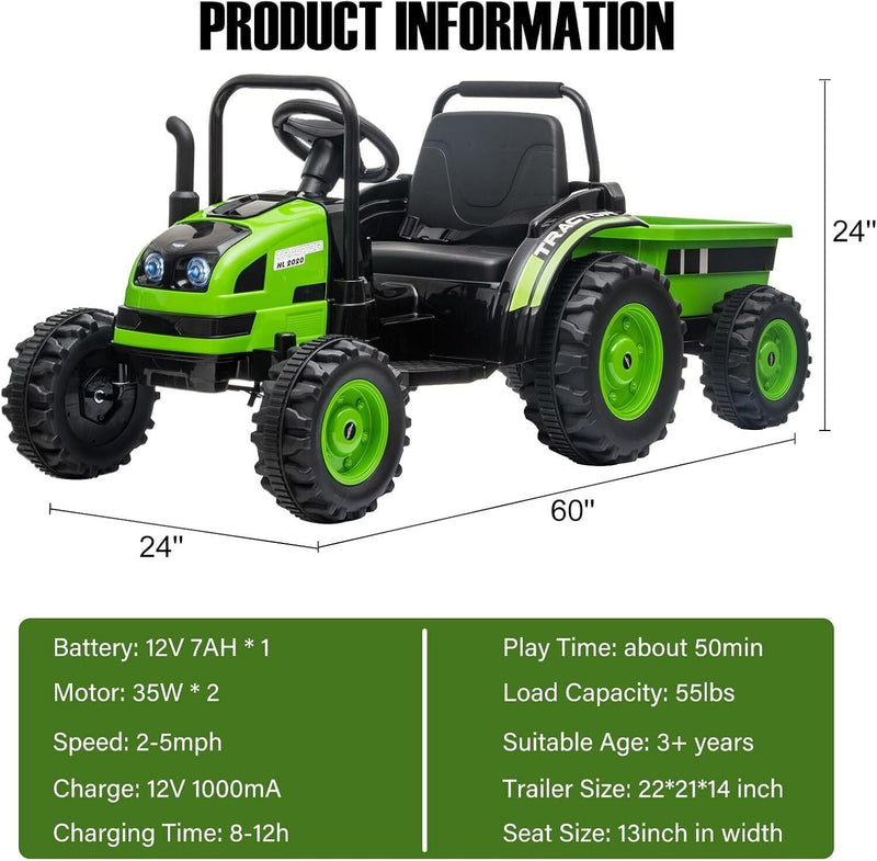 Load image into Gallery viewer, 12V Battery-Powered Ride-On Tractor Car with Power Wheels and Parental Remote Control for Kids
