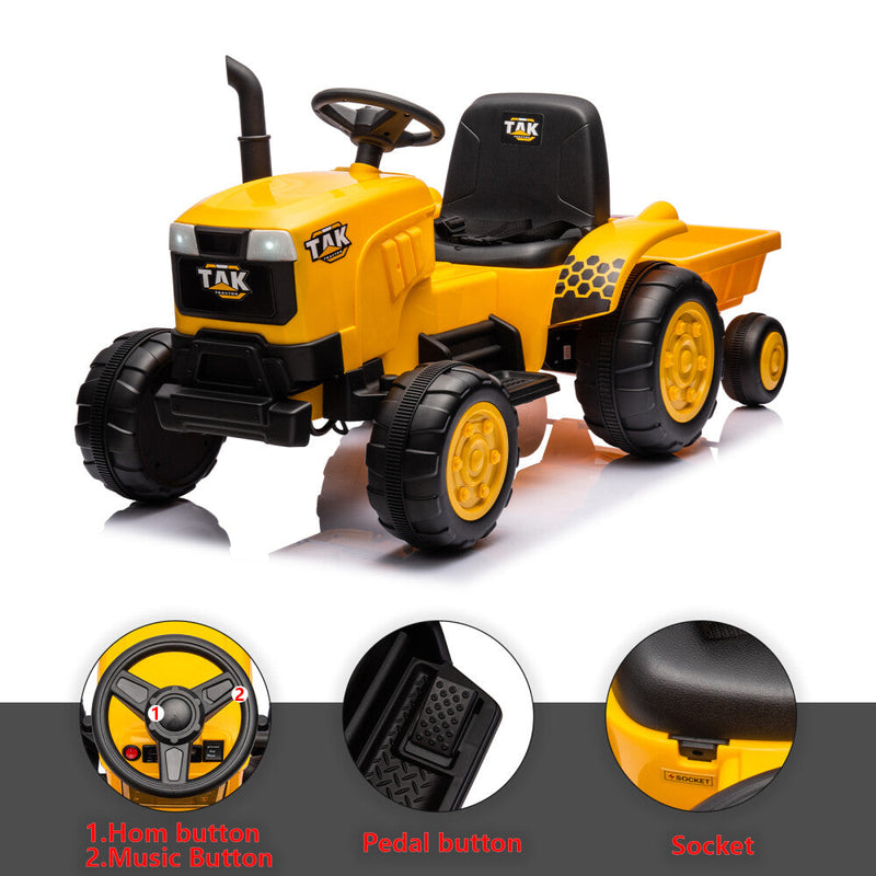 Load image into Gallery viewer, Electric Battery-Powered Ride-On Tractor and Excavator with Trailer for Kids Age 5 and Up
