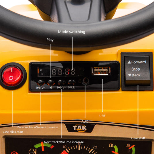 Electric Battery-Powered Ride-On Tractor and Excavator with Trailer for Kids Age 5 and Up