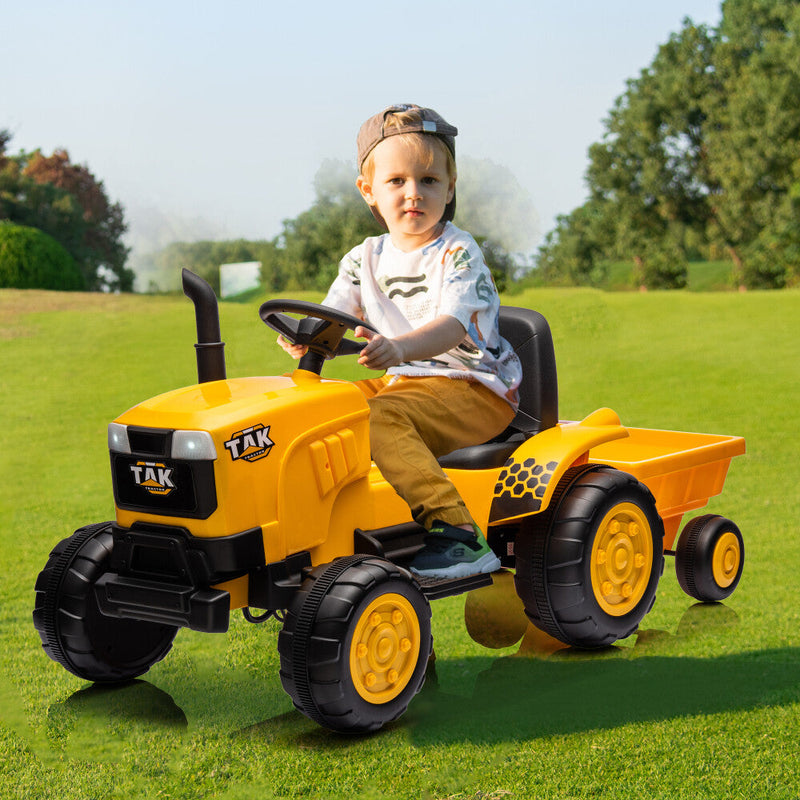 Load image into Gallery viewer, Electric Battery-Powered Ride-On Tractor and Excavator with Trailer for Kids Age 5 and Up
