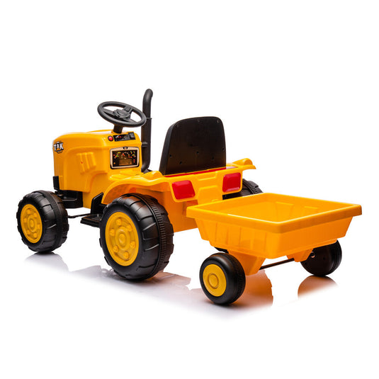 Electric Battery-Powered Ride-On Tractor and Excavator with Trailer for Kids Age 5 and Up