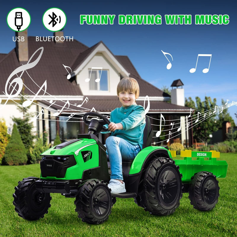 Load image into Gallery viewer, 24V Electric Ride-On Tractor for Kids with Trailer, Excavator and Bulldozer Attachments
